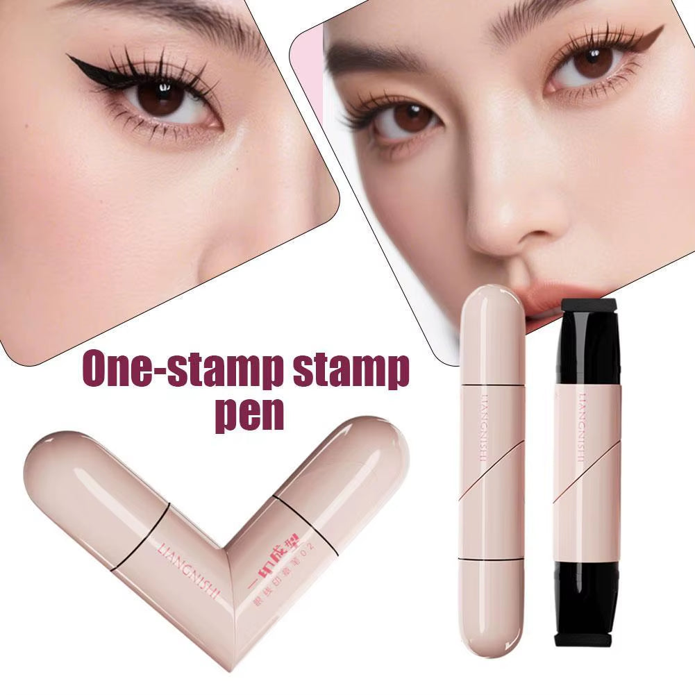 One-Stamp Stamp Pen Left Right Stamp Eyeliner Pen One-Piece Lazy Waterproof Eye Liner Stamp Quick-Drying Makeup Cosmetics