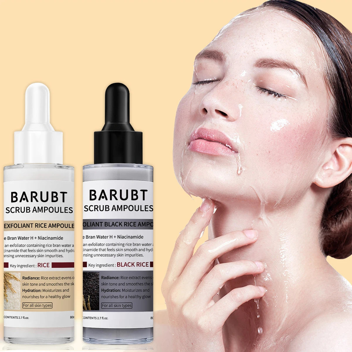 White & Black Rice Exfoliating Scrub – Brightening Face & Body Essence-80ml Bottle